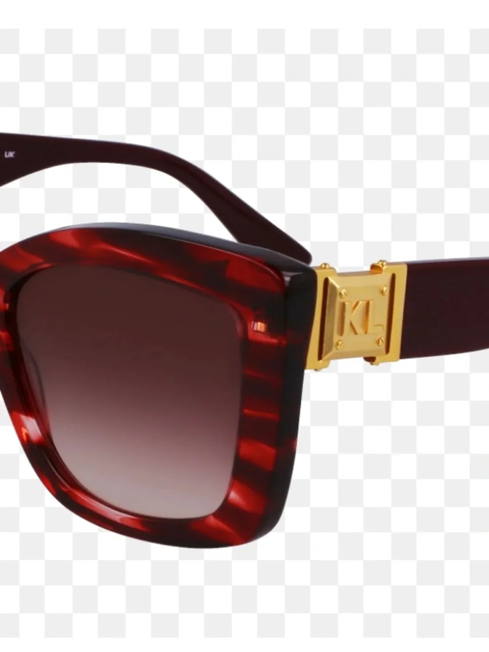 Karl Lagerfeld Burgundy Tortoiseshell Square Sunglasses with Gold Logo